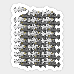 Escher style fish IV black and white Sticker